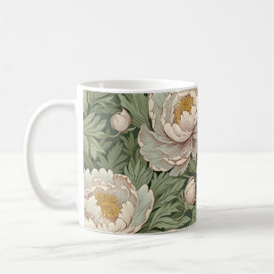 Caneca De Café Elegante William Morris Style Peony Flowers Mug