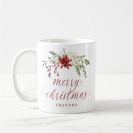 Caneca De Café Elegantes Bagas em Aquarela Foto Feliz Natal