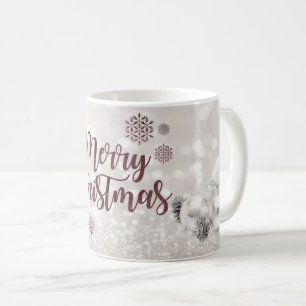 Caneca De Café Elegantes bolas de Natal, Bokeh cintilante