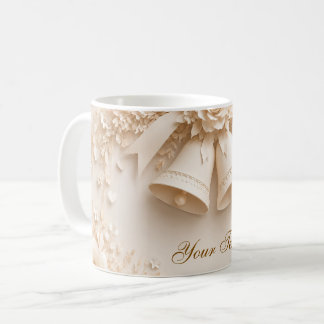 Caneca De Café Elegantes Hochzeitsdesign mit Glocken und Rosen