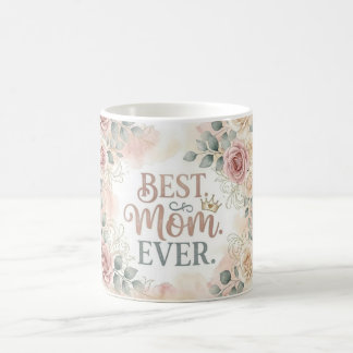 Caneca De Café Elegantes Rosas em Aquarela "Melhor Mãe do Mundo"