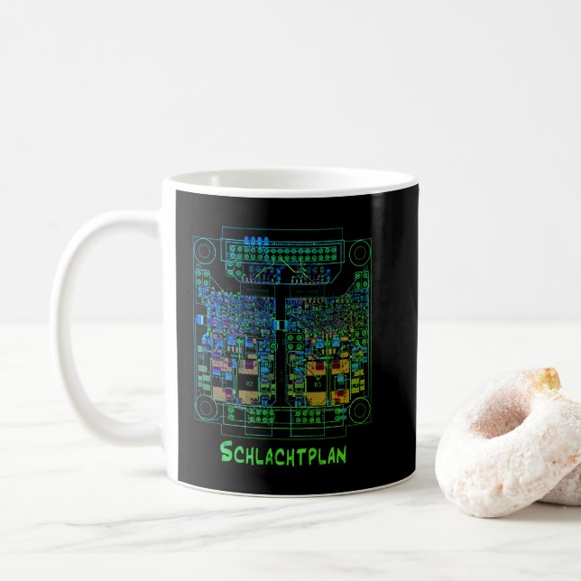 Caneca De Café Elektrotechniker Tasse Schaltplan "Schlachtplan" (Com Donut)