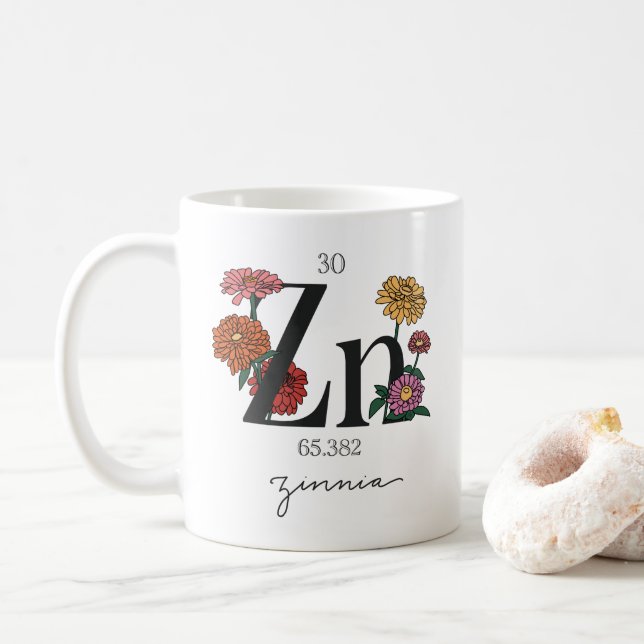 Caneca De Café Elemento De Zinco Floral (Com Donut)