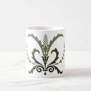 Caneca De Café Elemento decorativo grego verde antigo