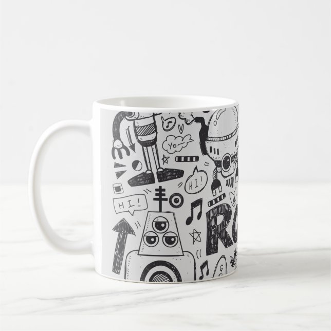 Caneca De Café elemento robô de rabisco, ferramentas de linha de  (Esquerda)