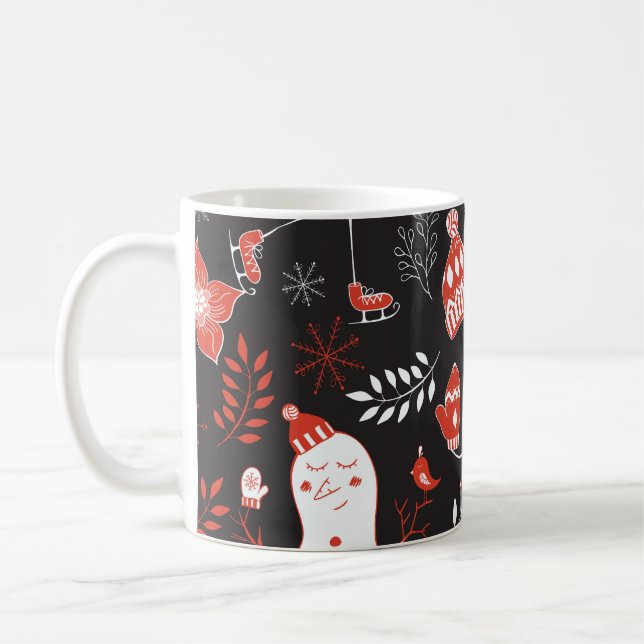 Caneca De Café Elementos De Inverno: Bela Mão Desenhada. (Esquerda)