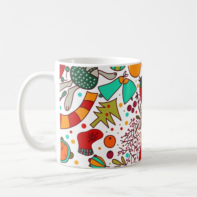 Caneca De Café Elementos de Natal Festivos Design (Esquerda)