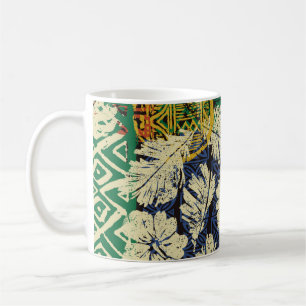 Caneca De Café Elementos tribais havaianos e sistema de tecido de