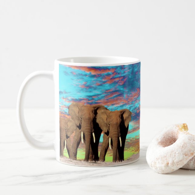 Caneca De Café Elephant Opal Sunrise, Café Mug (Com Donut)