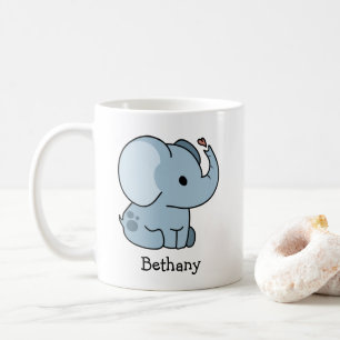 Caneca De Café Elephant Whimsical Personalizado de Cartoon Bonito