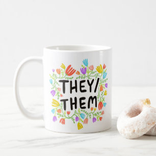 Caneca De Café ELES/ELES Pronunciam Rainbow Floral Wreath Colorfu