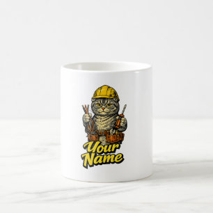 Caneca De Café Eletricista Gato Personalizado Fofo da Raça Scotti