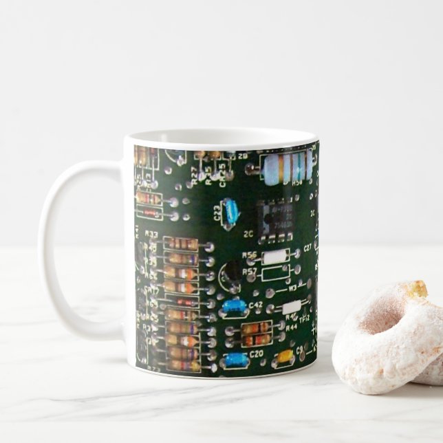 Caneca De Café Eletrônicos do computador Imagem do Conselho do ci (Com Donut)