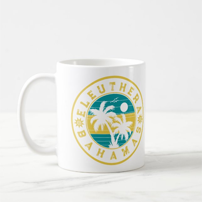 Caneca De Café Eleuthera Island Bahamas Palm Tree Souvenirs (Esquerda)