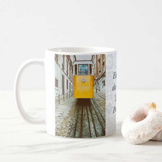 Caneca De Café Elevador da Gloria. Lisboa, Portugal (Com Donut)