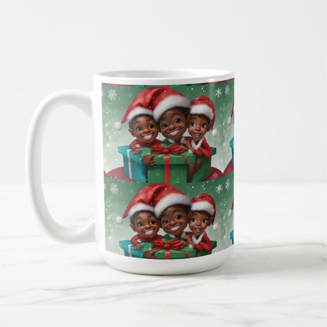 Caneca De Café Elf de Natal Afro-Americano (Esquerda)