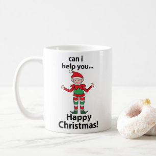 Caneca De Café Elf De Natal Posso Ajudá-Lo A Feliz Elfo De Natal