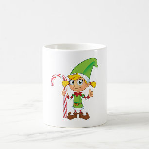 Caneca De Café Elf Girl With Candy Cane