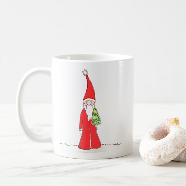 Caneca De Café Elfo com Árvore (Com Donut)
