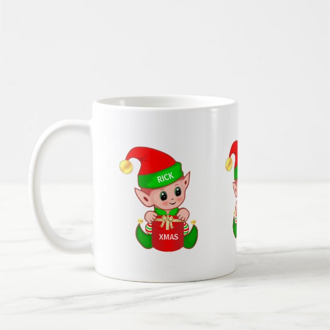 Caneca De Café Elfo de Natal bonito (Esquerda)
