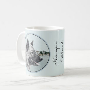 Caneca De Café Elkhound norueguês na pintura da vila - Arte canin