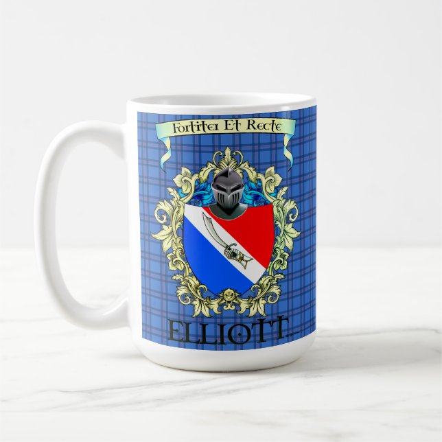 Caneca De Café Elliott Crest e Tartan (Esquerda)