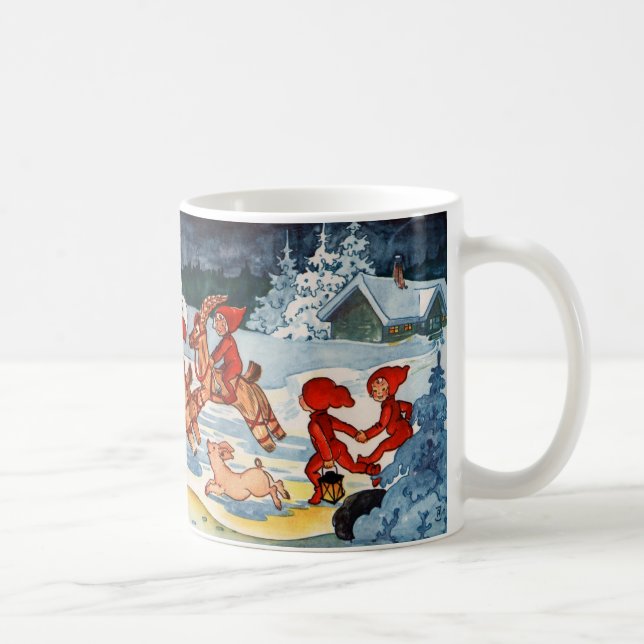 Caneca De Café Elves Racing Yule Goats! (Direita)