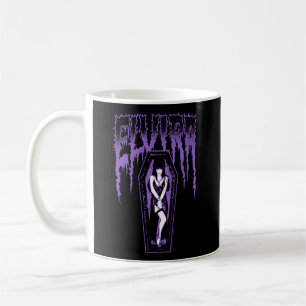 Caneca De Café Elvira Mistress Do Nome Escuro Coffin Roxo