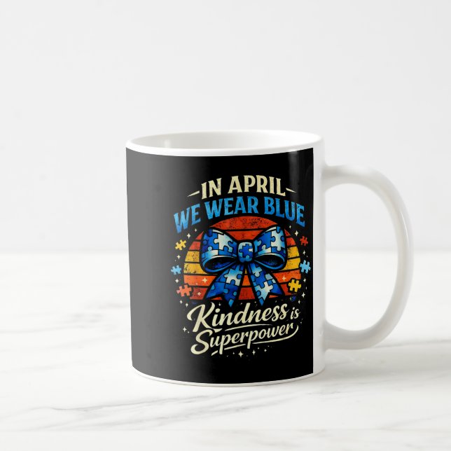 Caneca De Café Em abril use azul bondade é superpoder puzzle (Direita)
