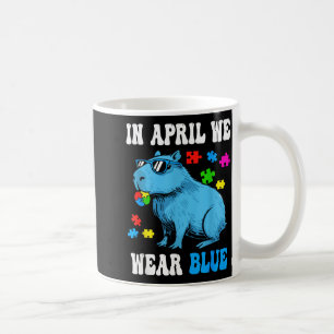 Caneca De Café Em abril use azul consciência do autismo capivara