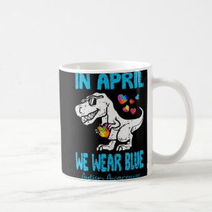 Caneca De Café Em abril Vestimos Azul T Rex Dinossauro Autismo Aw
