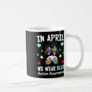 Caneca De Café Em abril Vestimos Blue Messy Bun Quebra-cabeça Pie