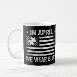 Caneca De Café Em abril Vestimos Blue Vintage American Flag Quebr
