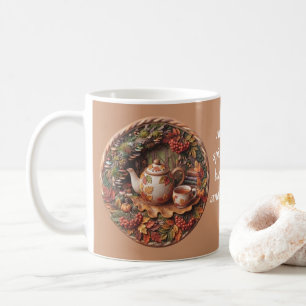 Caneca de café em argila polimérica 3D de outono