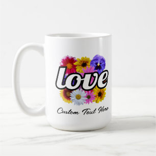 Caneca De Café Em Bloom - Amor com Mug de Buquê Floral Quadrado