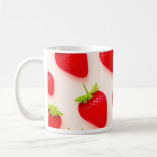 Caneca de Café em Cerâmica com Estampa de Morango (Esquerda)