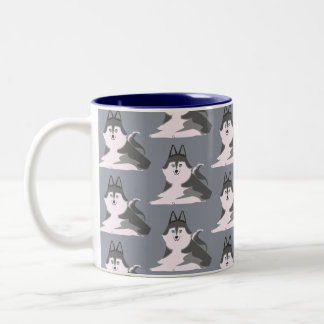 Caneca De Café Em Dois Tons 寝ているシベリアンハスキー　Sleeping siberian husky
