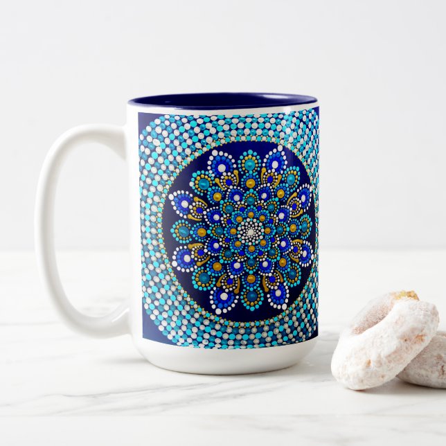 Caneca De Café Em Dois Tons 0166 - Royal Blue Mug (Com Donut)