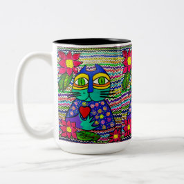 Caneca De Café Em Dois Tons 0178 - Kisa the Cat Mug