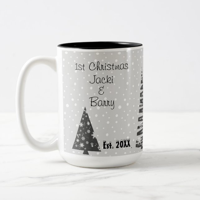 Caneca De Café Em Dois Tons 1º Natal Recém-Casados Árvores de Natal Festivas (Esquerda)