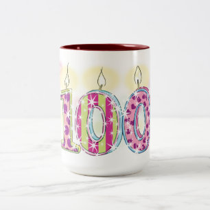 Caneca De Café Em Dois Tons 100º aniversário "Faça um desejo todos os dias"