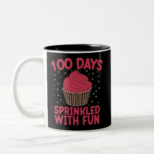 Caneca De Café Em Dois Tons 100 Dias Salpicados Com Diversão Cupcake Garota da