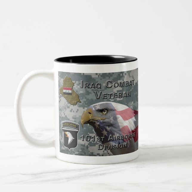 Caneca De Café Em Dois Tons 1010Div rua Iraque Combate Veterano (Esquerda)