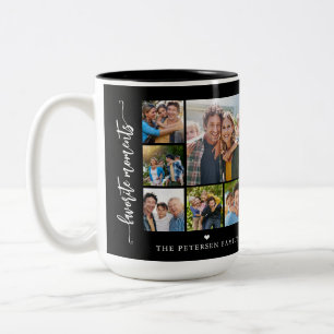 Caneca De Café Em Dois Tons 10 colagem de fotos nome da família personalizado