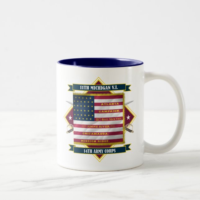 Caneca De Café Em Dois Tons 11 Michigan Volunteer Infantry (Direita)