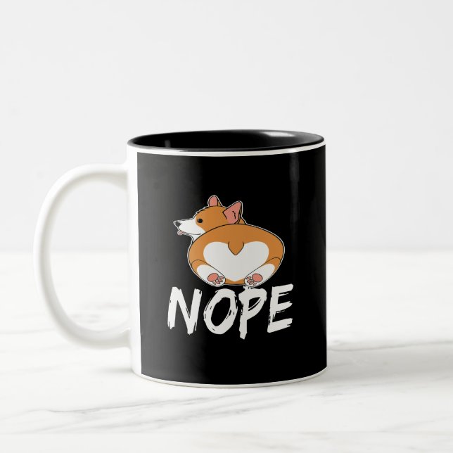 Caneca De Café Em Dois Tons 15 Nope Corgi (Esquerda)