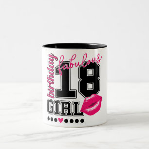 Caneca De Café Em Dois Tons 18. Aniversário 18th birthday girl pink taça