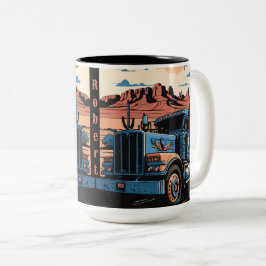 Caneca De Café Em Dois Tons 18 Caminhão-Reboque Simi-Roda Personalizado