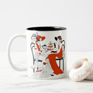 Caneca De Café Em Dois Tons 1920 Vintage em Chá
