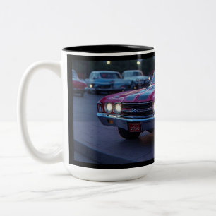 Caneca De Café Em Dois Tons 1970 Muscle Car Vermelho Cranberry 